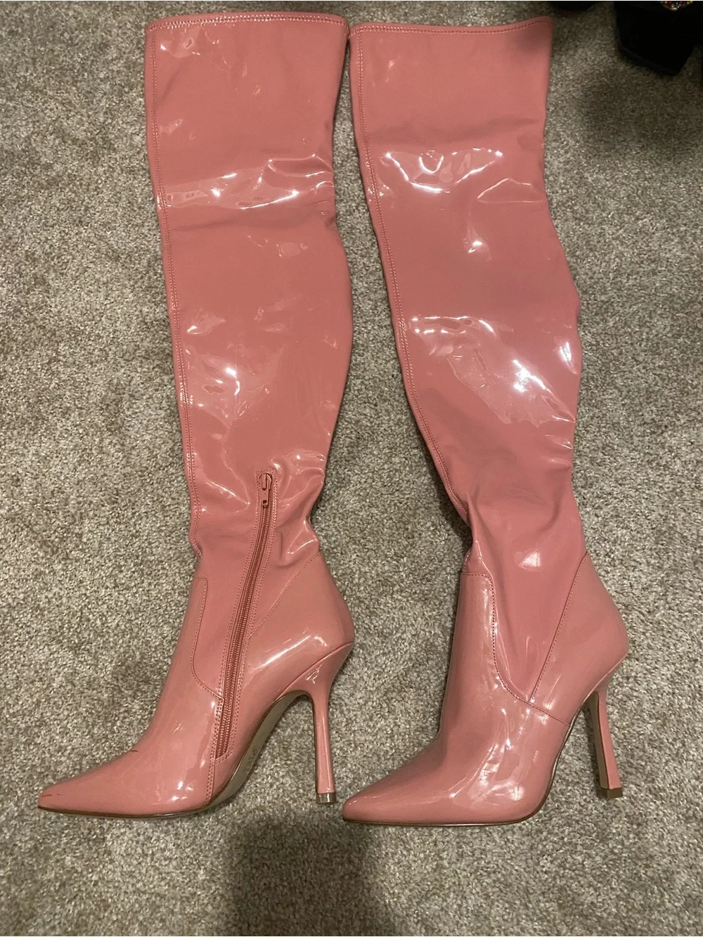 Steve Madden Pink Patent Over-the-Knee Stiletto Boots